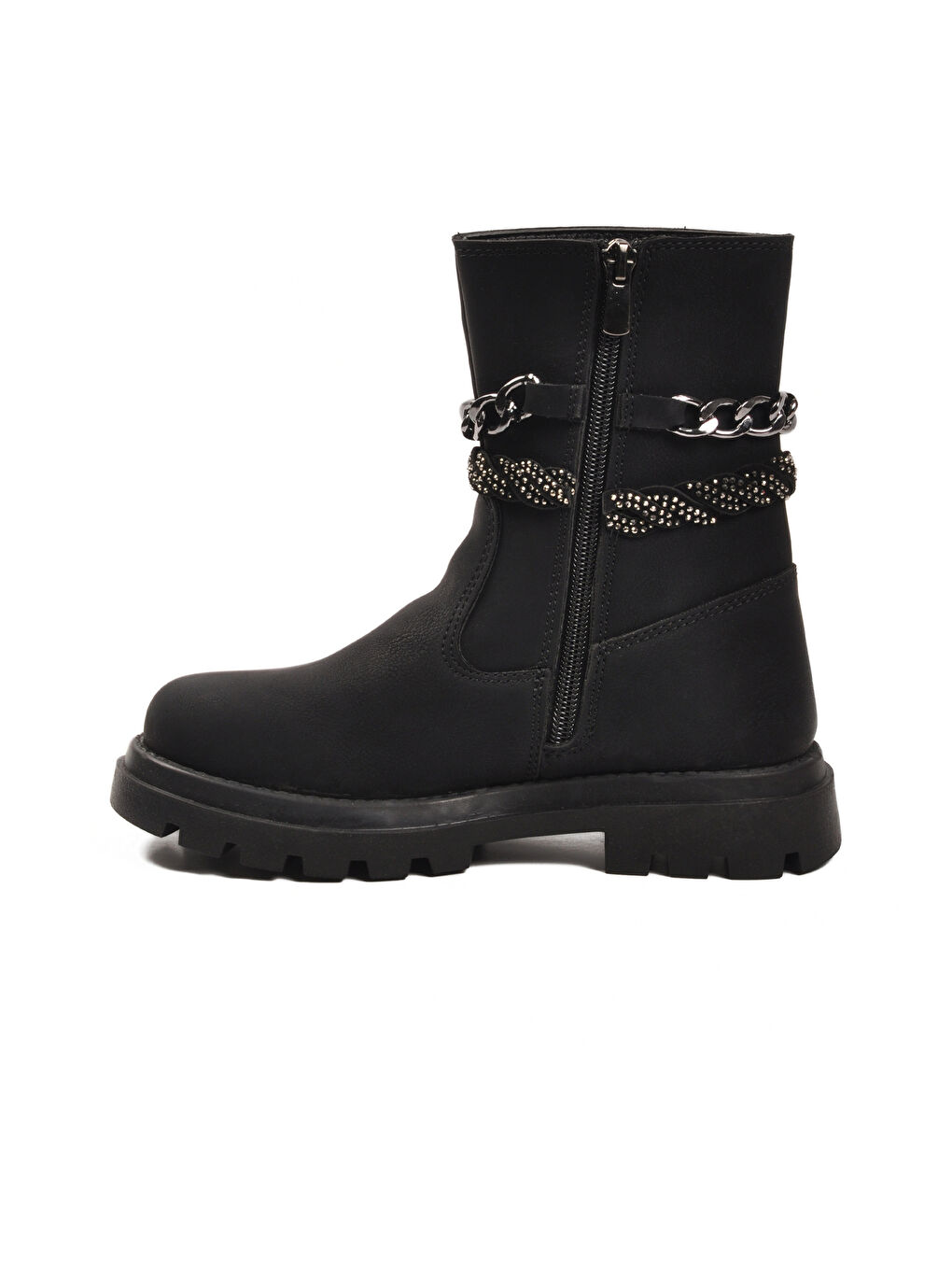 Siyah İçi Polarlı Kaymaz Kız Çocuk Çizme-3