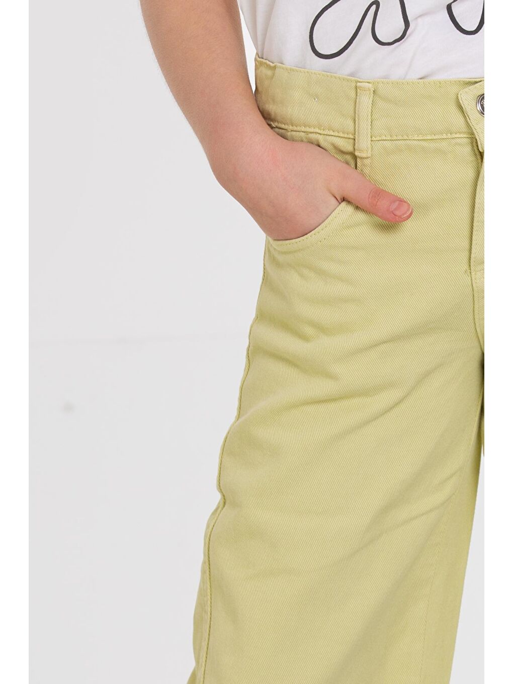 Yeşil Bol Paça Gabardin 4-12 Yaş Pantolon - 23344-4-2