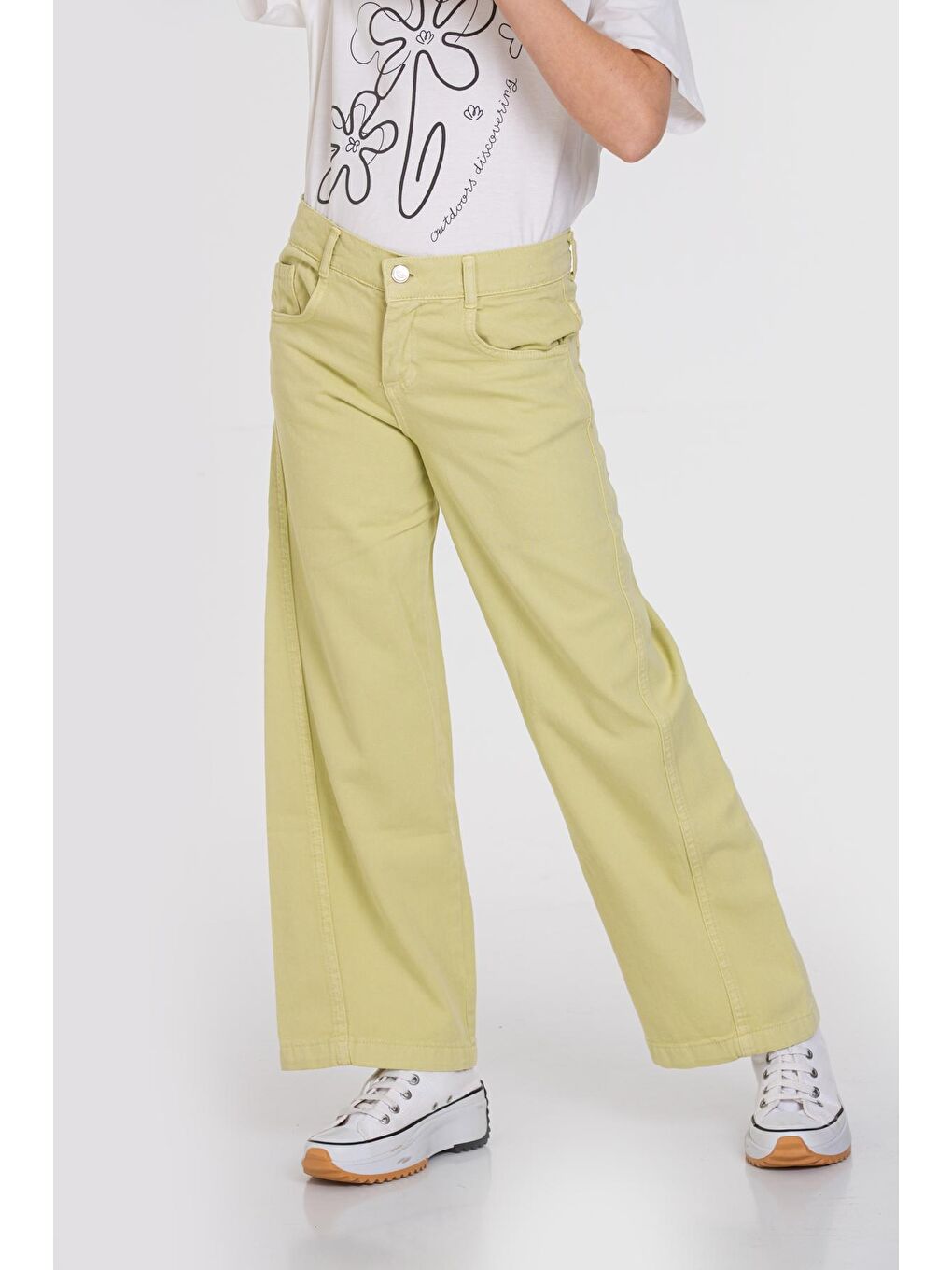 Yeşil Bol Paça Gabardin 4-12 Yaş Pantolon - 23344-4-3