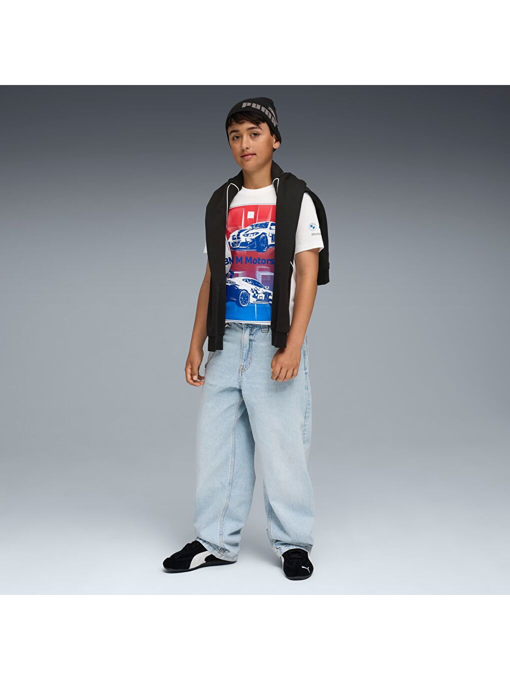 Beyaz BMW M Motorsport KIDS Block Genç Tişört-1