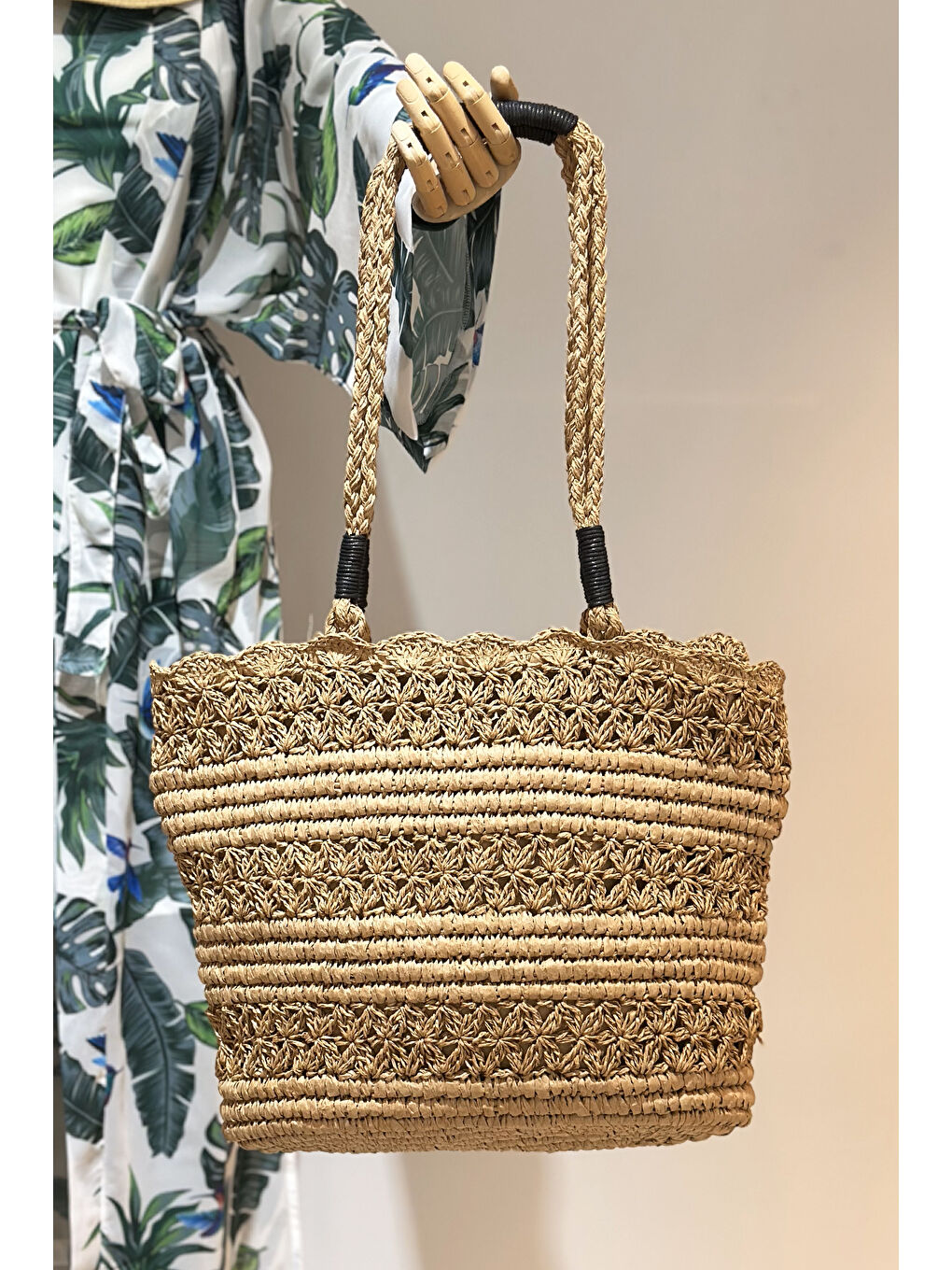 Kahverengi Hasır Çanta Plaj Çantası 005 Camel01-3