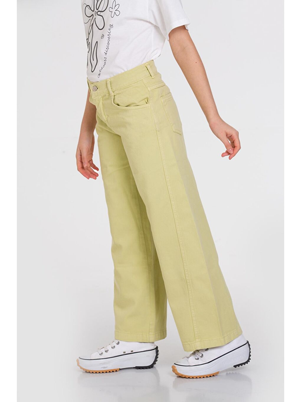 Yeşil Bol Paça Gabardin 4-12 Yaş Pantolon - 23344-4-4