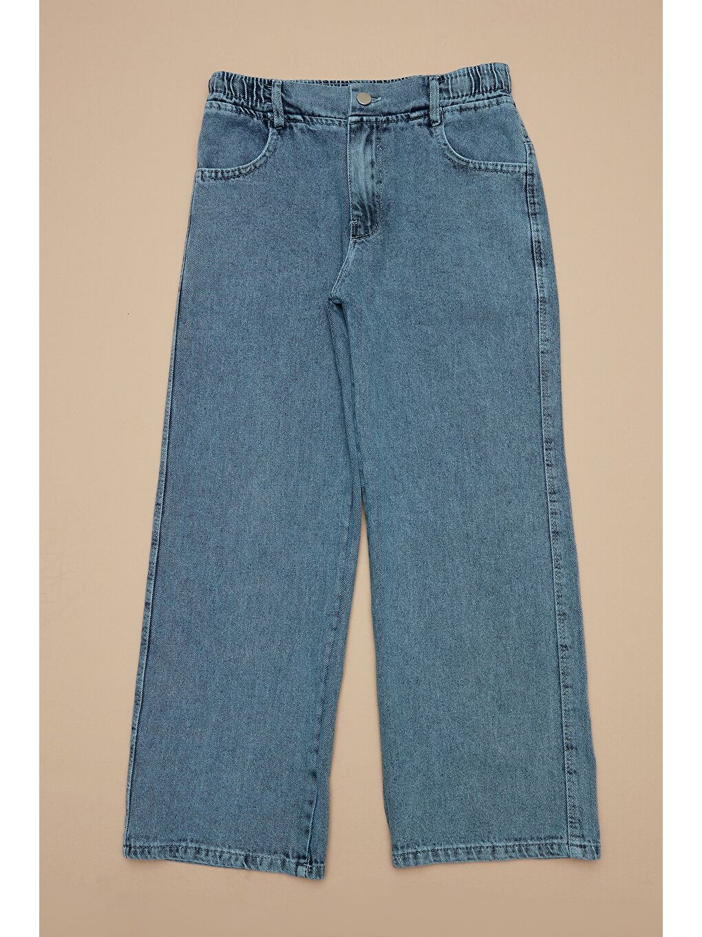 Mavi Beli Lastikli Kız Çocuk Palazzo Pantolon