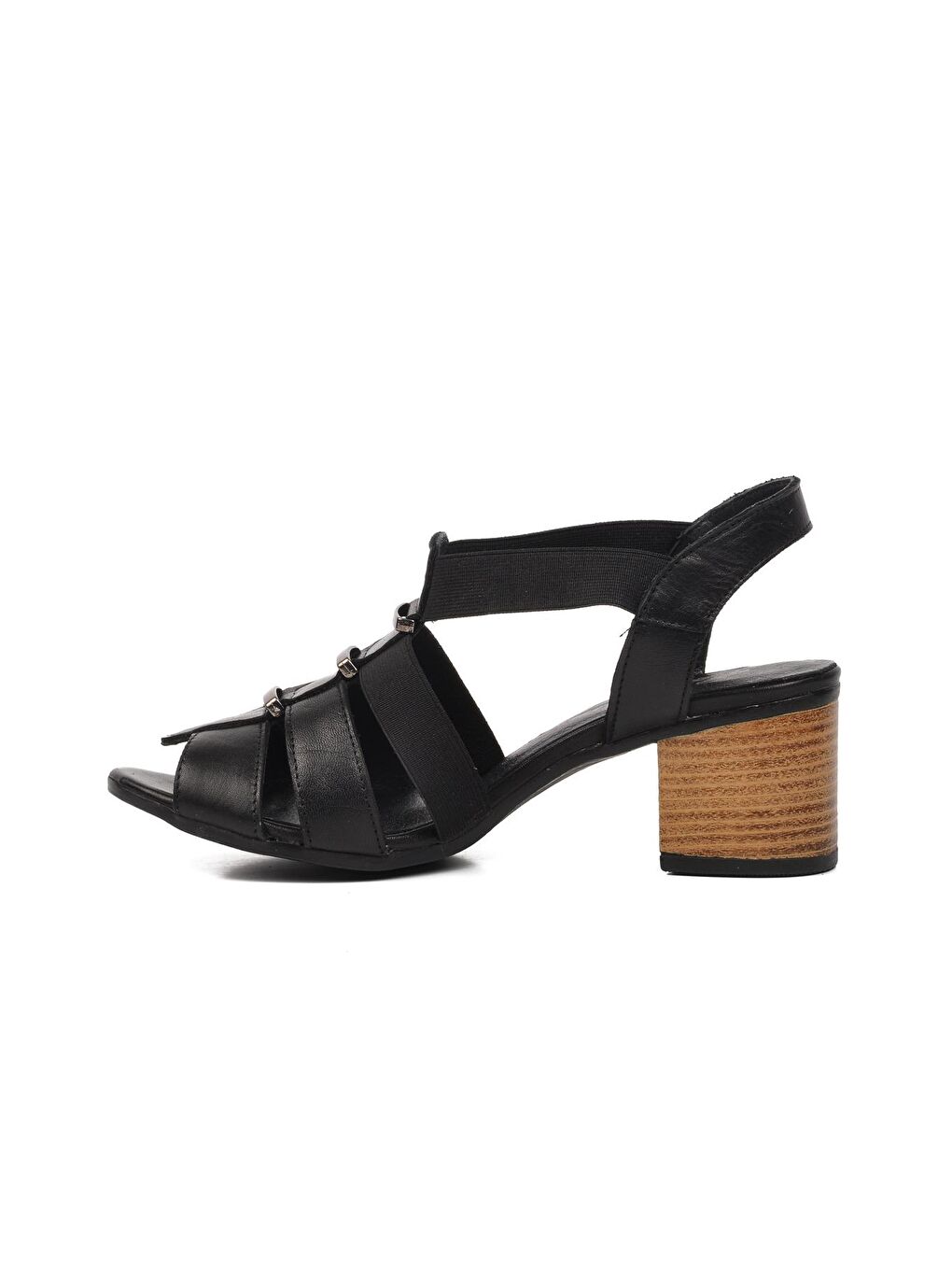 Siyah Hakiki Deri Kadın Topuklu Sandalet 1857227Y-1