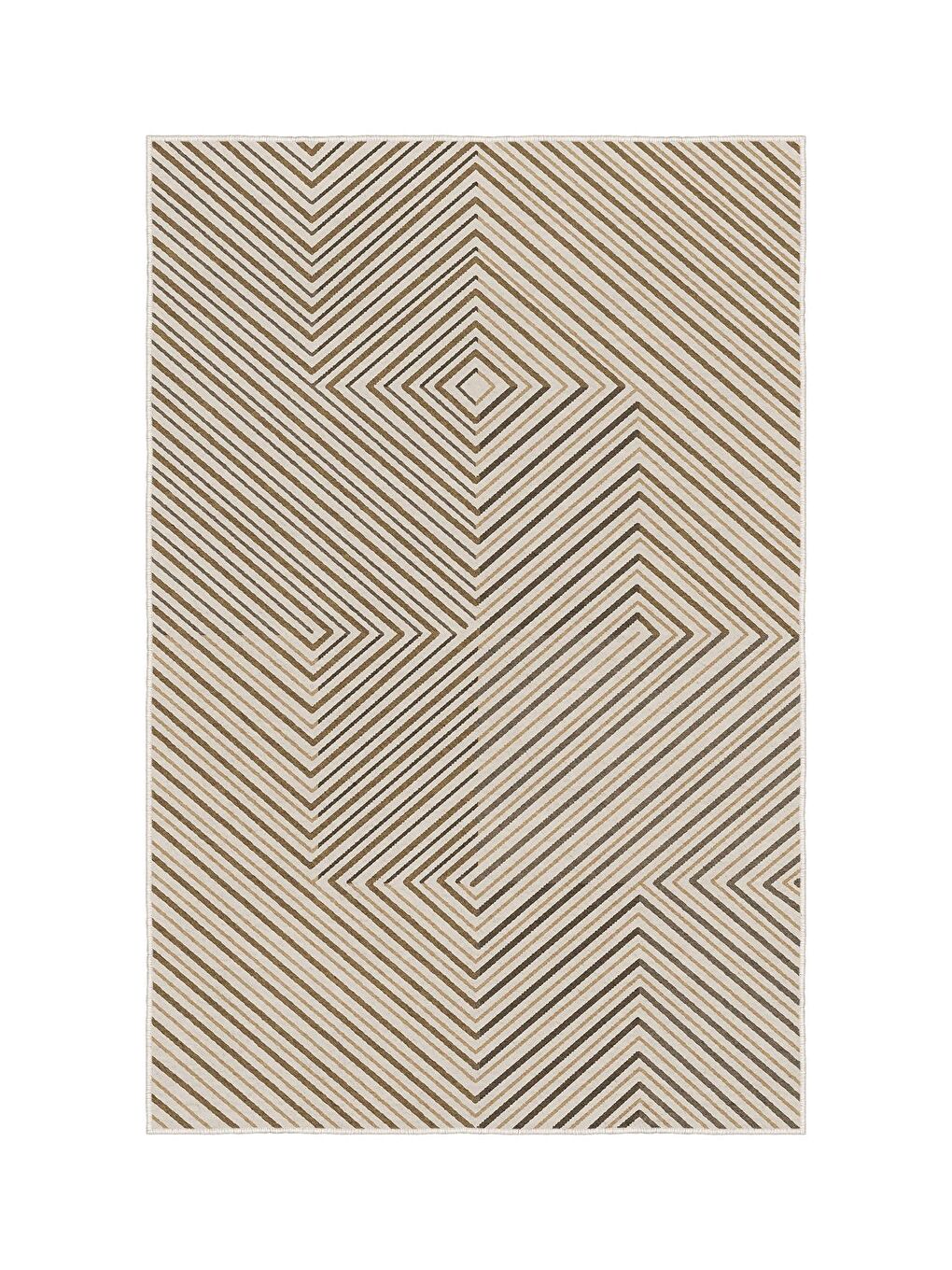 Bej Özel Tasarım, Kaymaz Taban, İnce, Yıkanabilir, Modern Halı WOOKECE1431 80x150-3