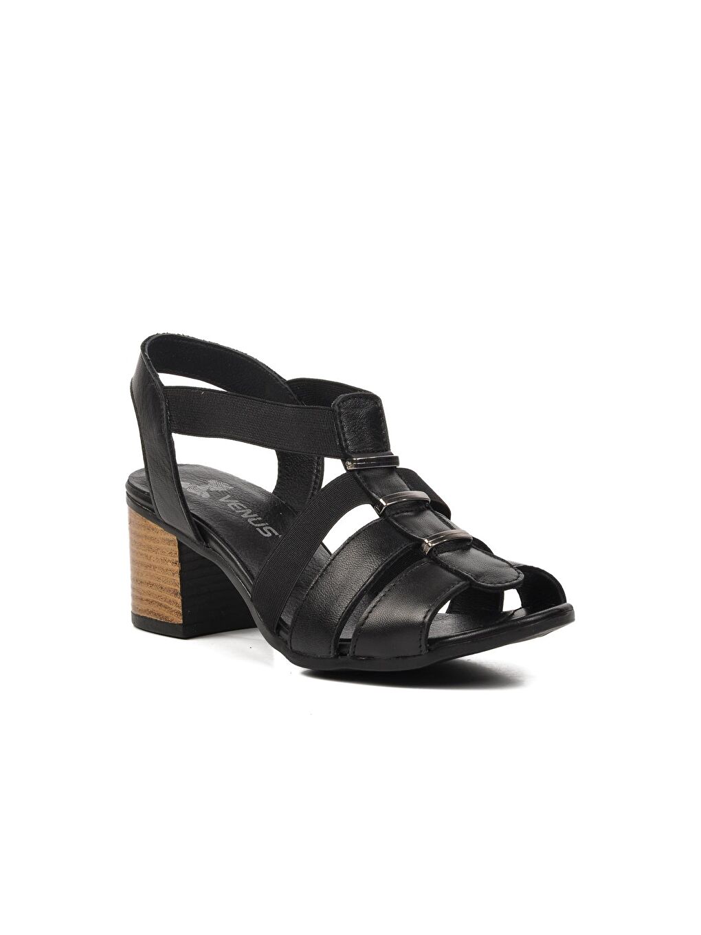 Siyah Hakiki Deri Kadın Topuklu Sandalet 1857227Y-2