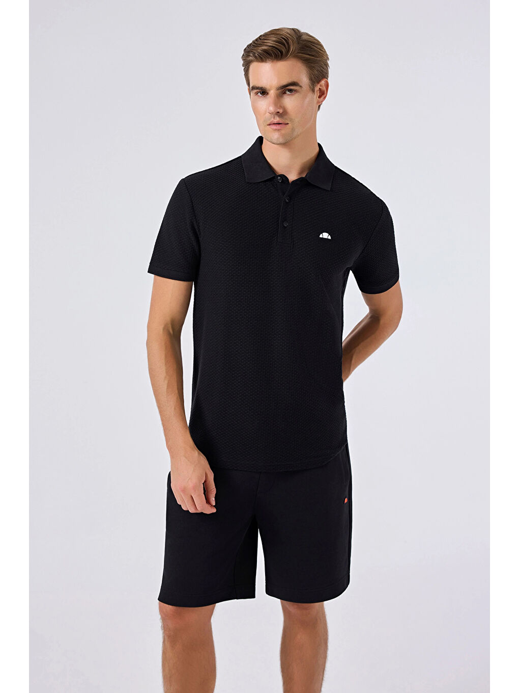 Siyah % 100 Pamuk Dokulu Düğmeli Polo Yaka T Shirt 6SM5010-BK-1