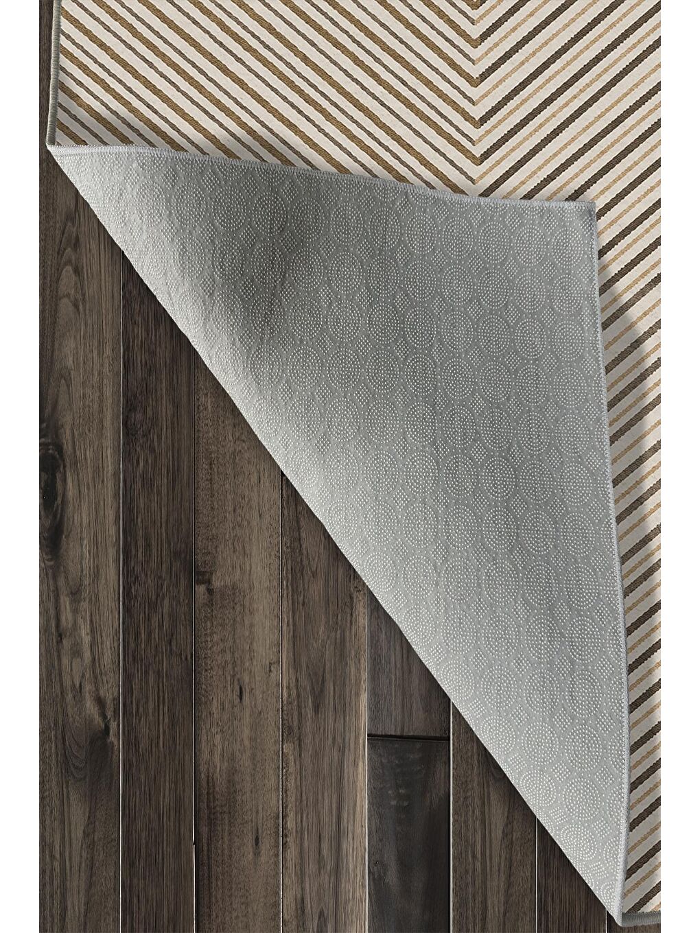 Bej Özel Tasarım, Kaymaz Taban, İnce, Yıkanabilir, Modern Halı WOOKECE1431 80x150-6