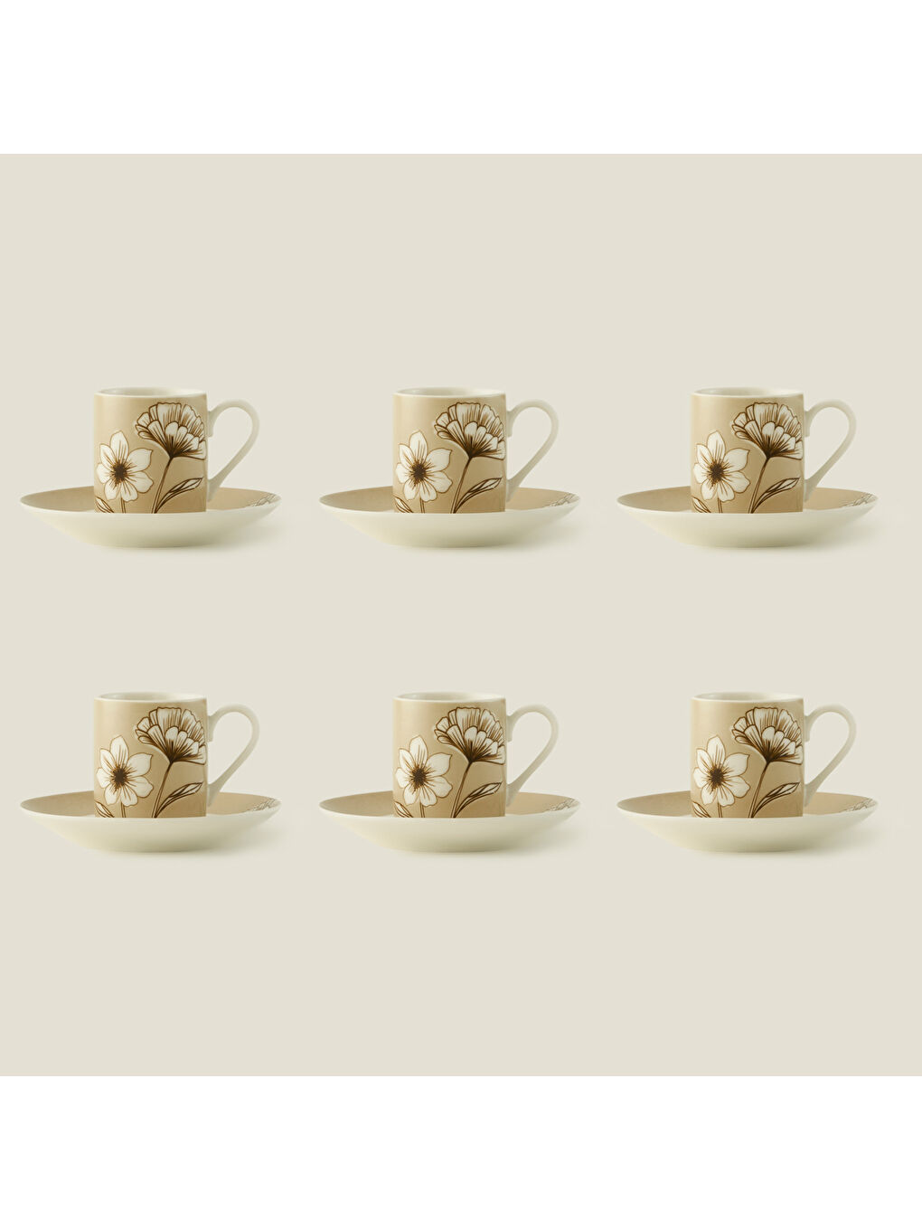 Karışık Rachel 6'lı Kahve Fincanı Seti (90 cc)