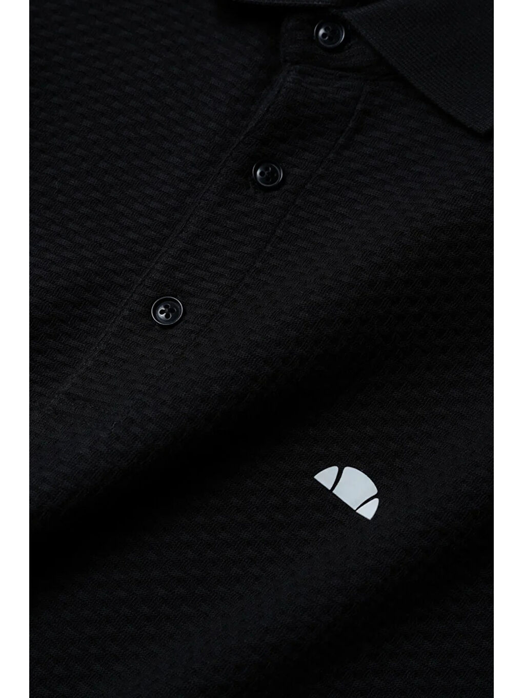 Siyah % 100 Pamuk Dokulu Düğmeli Polo Yaka T Shirt 6SM5010-BK-3
