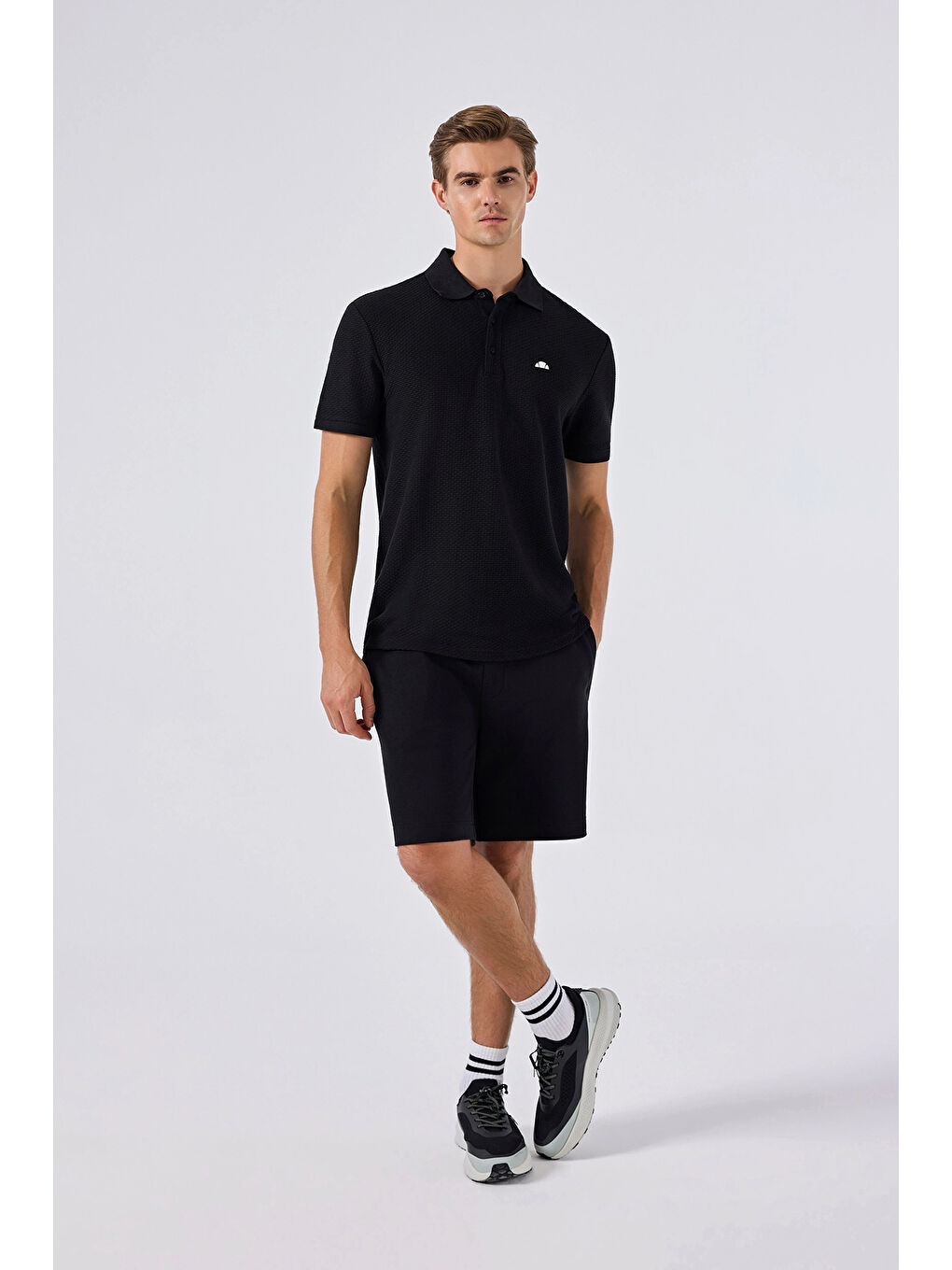 Siyah % 100 Pamuk Dokulu Düğmeli Polo Yaka T Shirt 6SM5010-BK-4