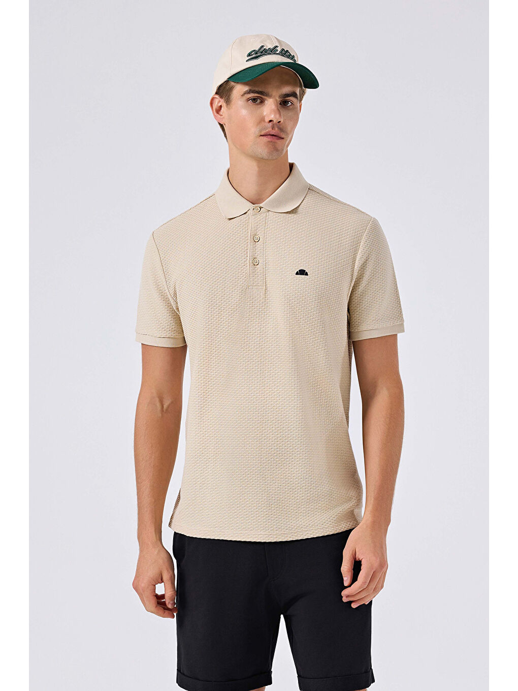 Bej % 100 Pamuk Dokulu Düğmeli Polo Yaka T Shirt 6SM5010-BG
