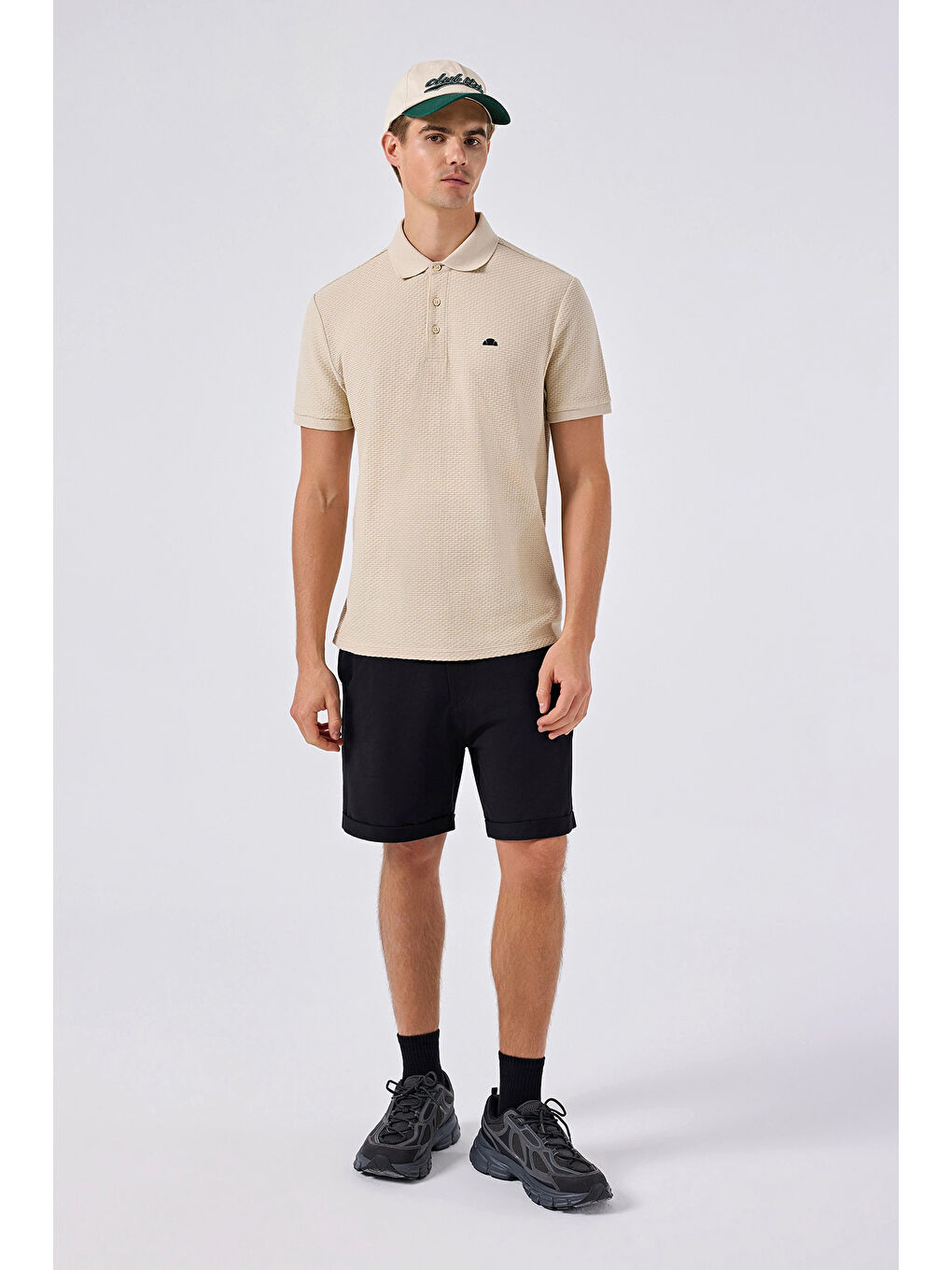 Bej % 100 Pamuk Dokulu Düğmeli Polo Yaka T Shirt 6SM5010-BG-2