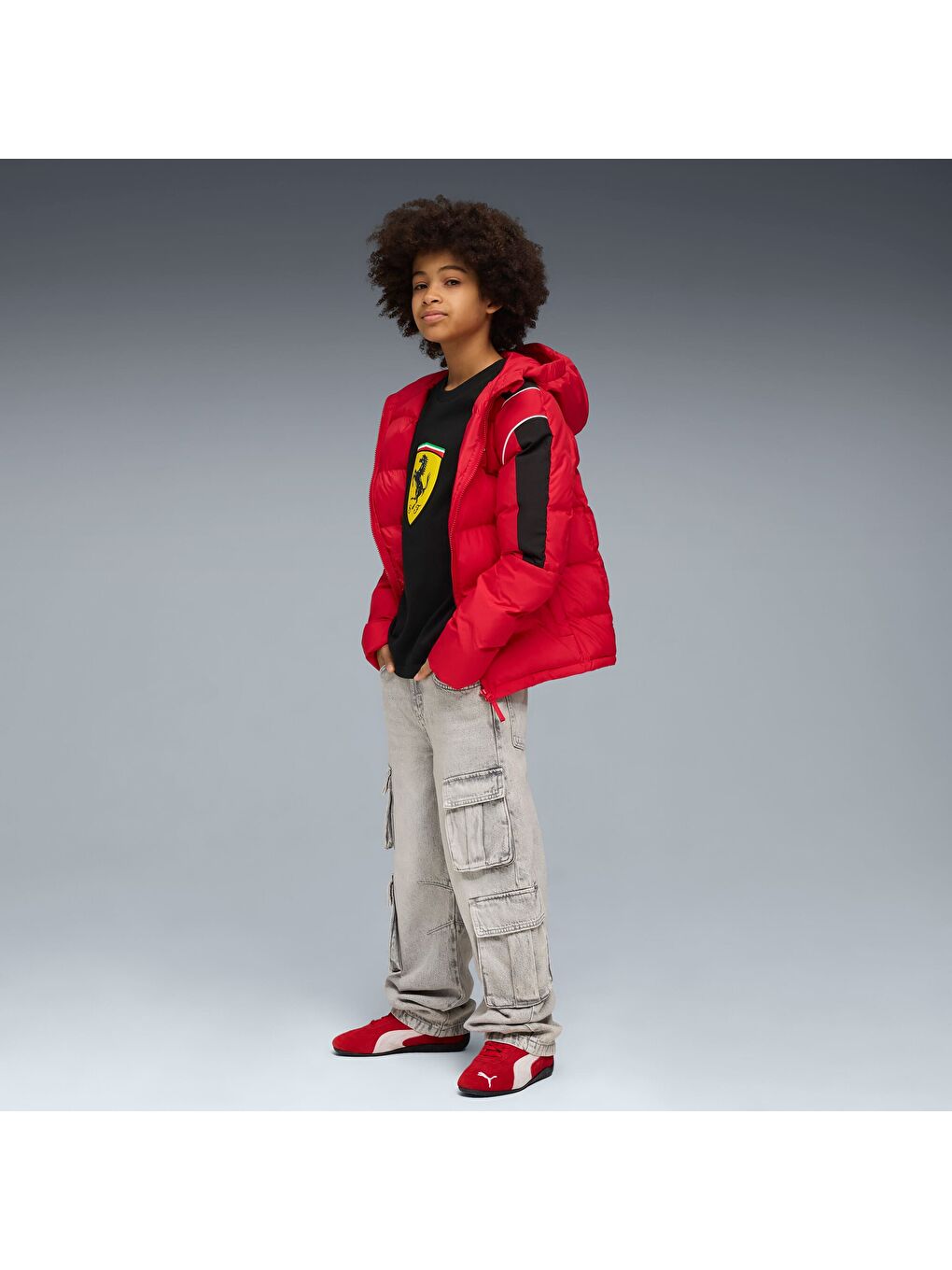 Siyah SCUDERIA FERRARI Sportswear BIG SHIELD Genç Renkli Tişört-1