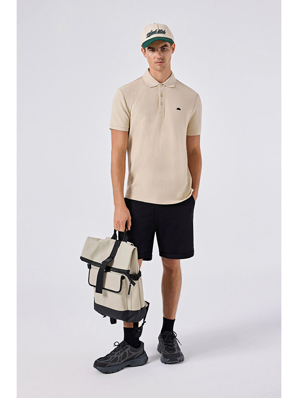 Bej % 100 Pamuk Dokulu Düğmeli Polo Yaka T Shirt 6SM5010-BG-3