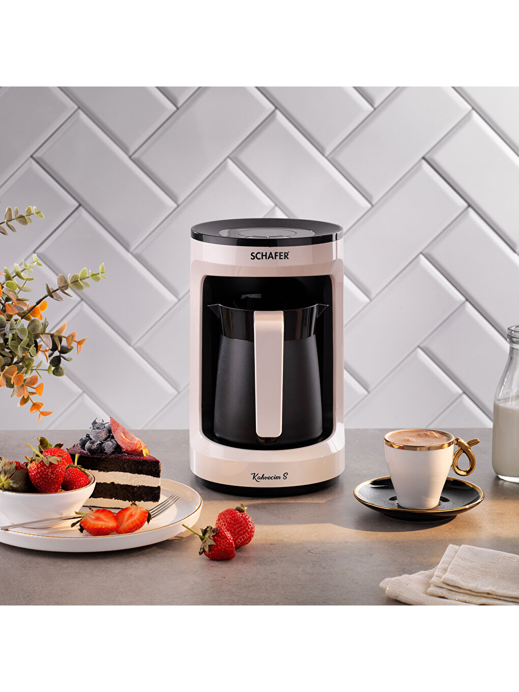 Kahvecim S Otomatik Sütlü Türk Kahve Makinesi-Krem