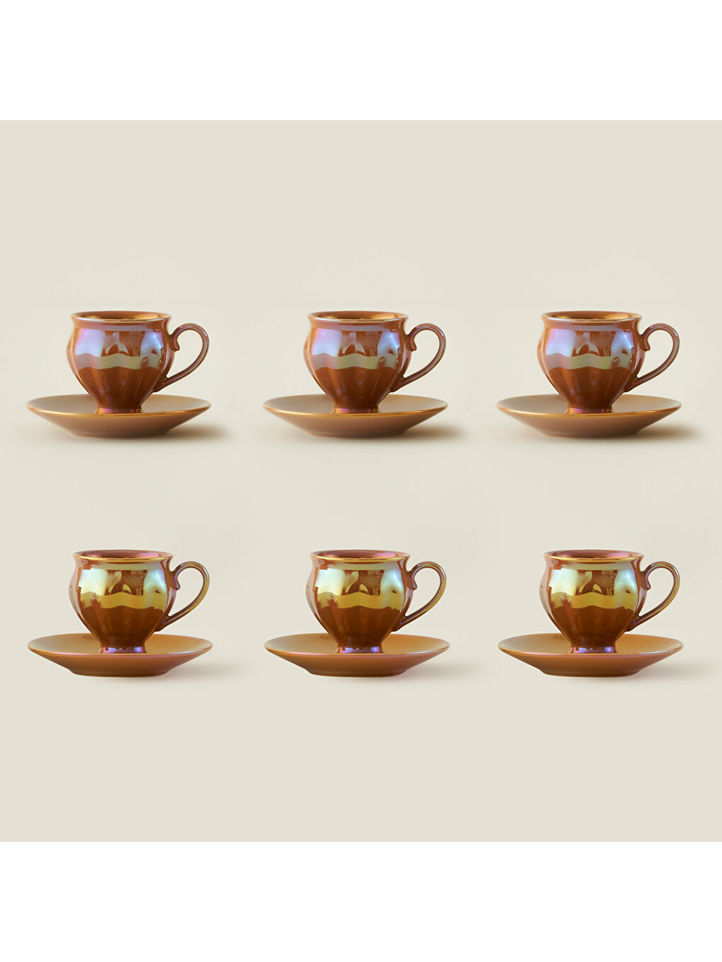 Clara 6'lı Kahve Fincanı Seti Turuncu (90 cc)