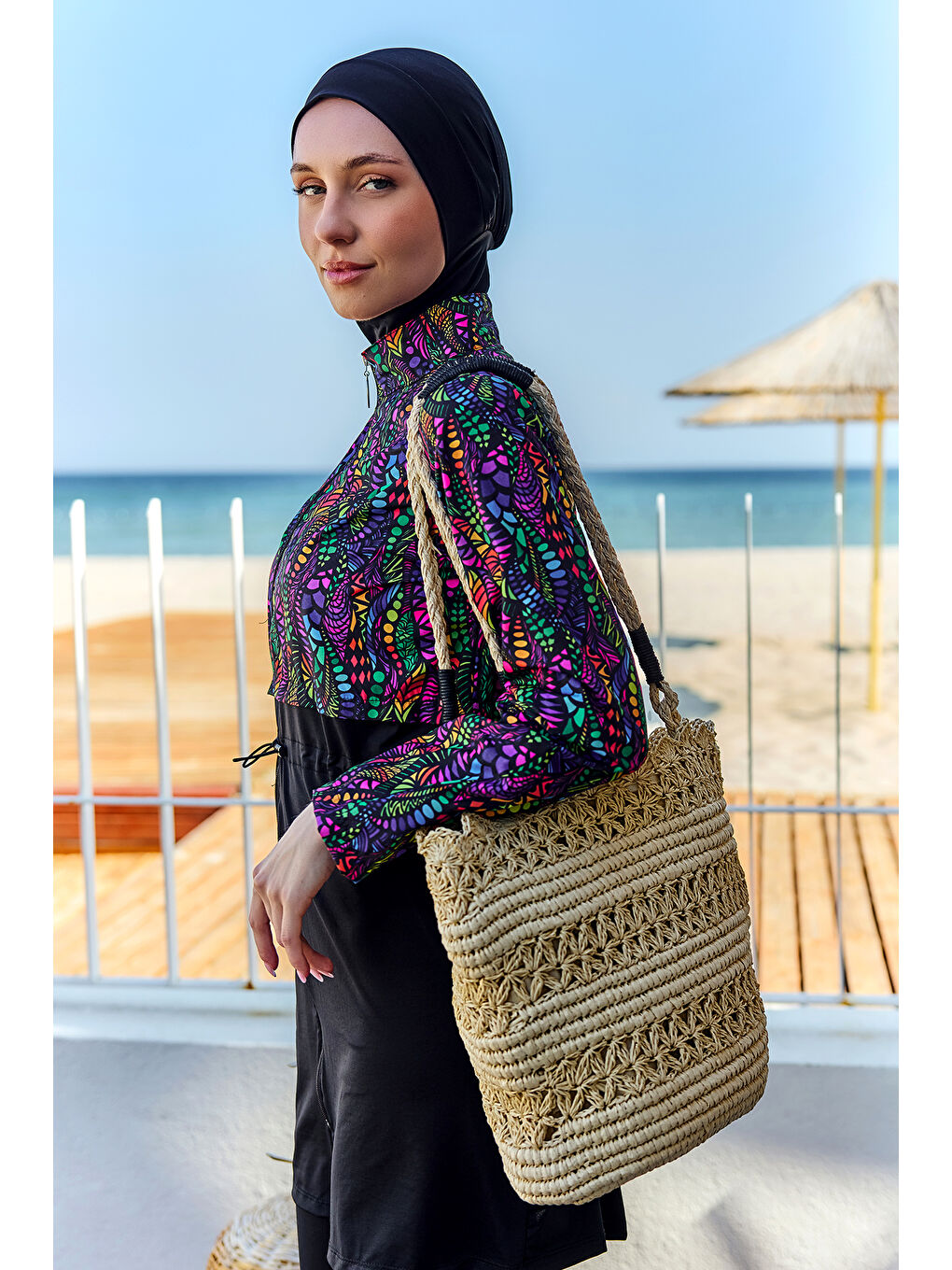 Hasır Çanta Plaj Çantası 005 Bej01-1