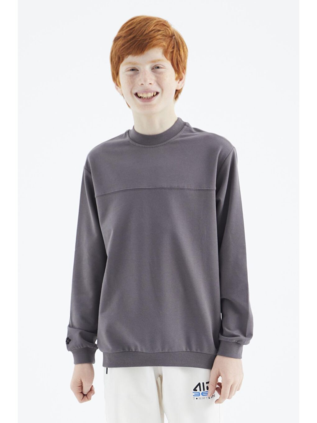 TOMMYLIFE Koyu Gri Basic Erkek Çocuk Sweatshirt - 11173 - 3