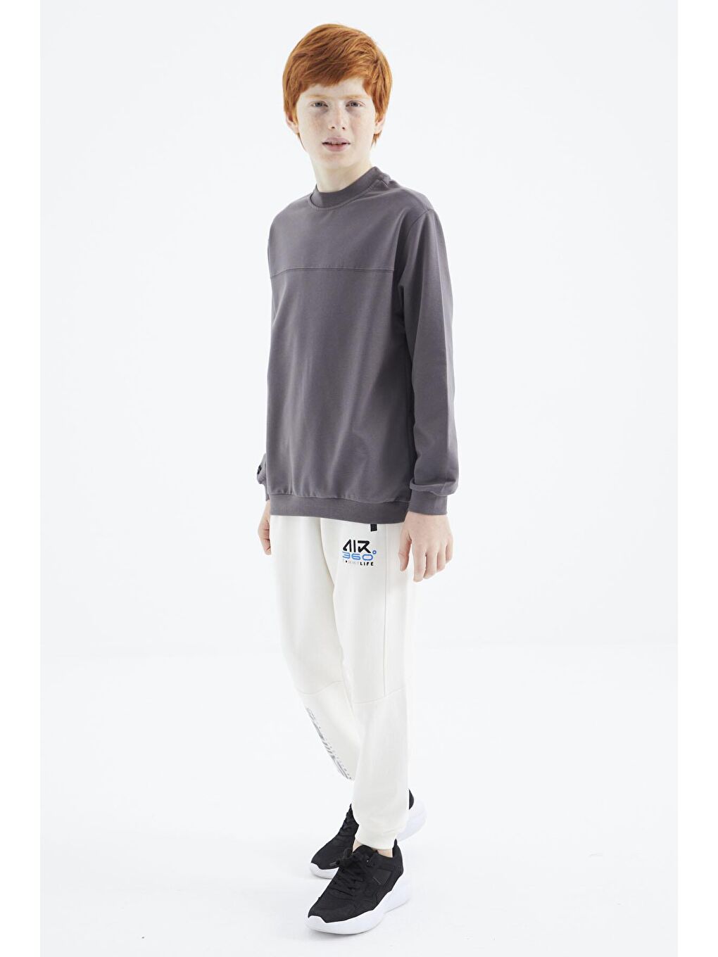 TOMMYLIFE Koyu Gri Basic Erkek Çocuk Sweatshirt - 11173 - 4