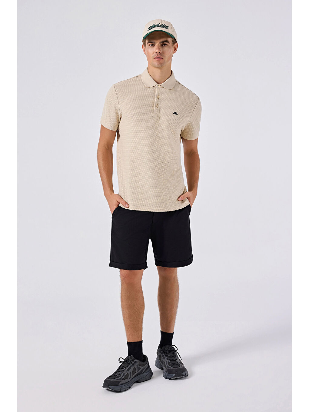 Bej % 100 Pamuk Dokulu Düğmeli Polo Yaka T Shirt 6SM5010-BG-4