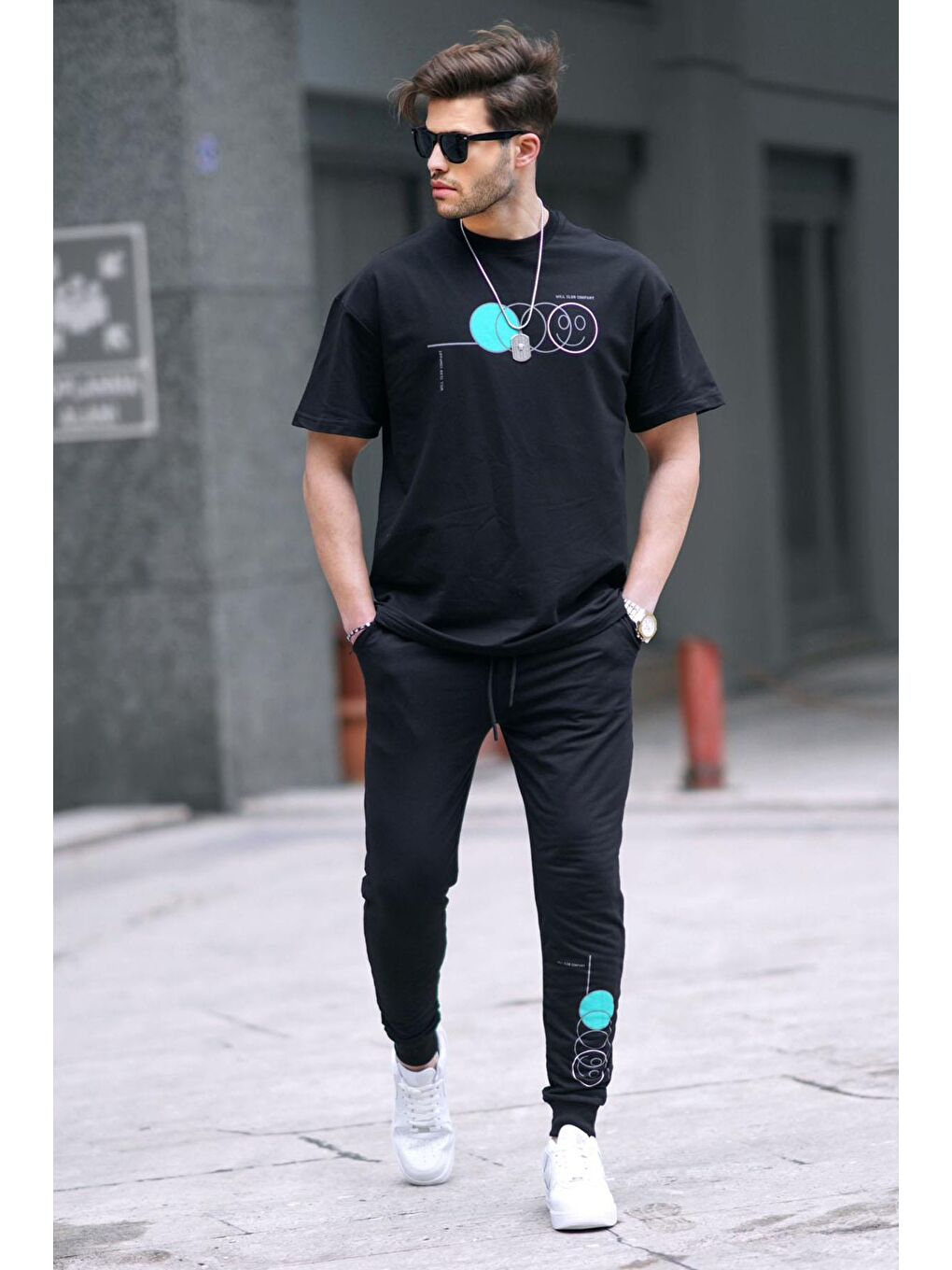 Siyah Kısa Kollu Eşofman Takımı 5935-1