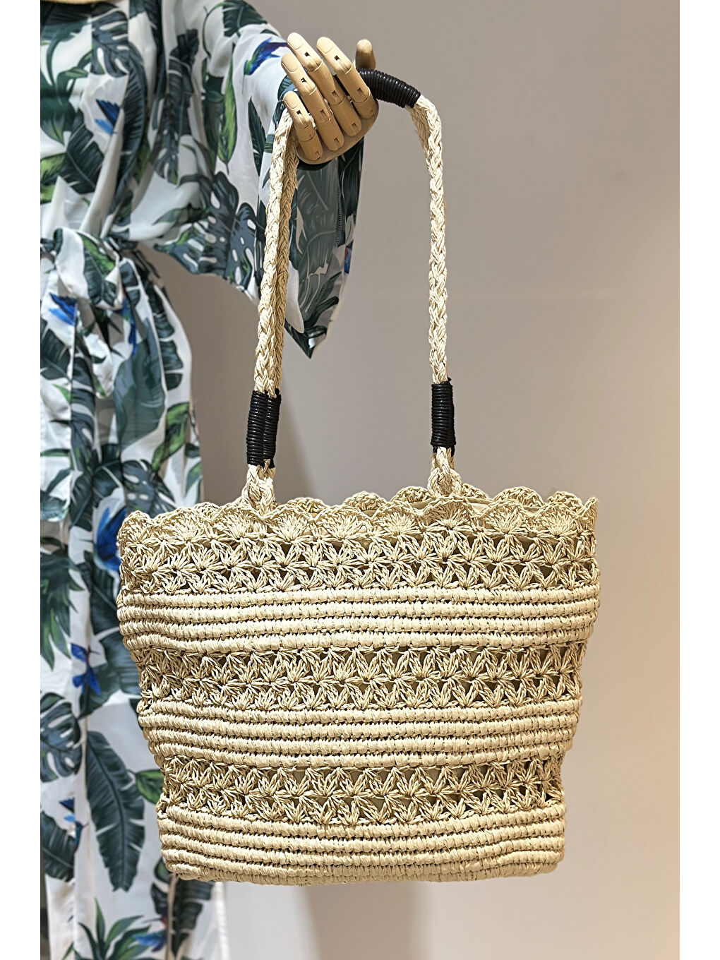 Hasır Çanta Plaj Çantası 005 Bej01-4