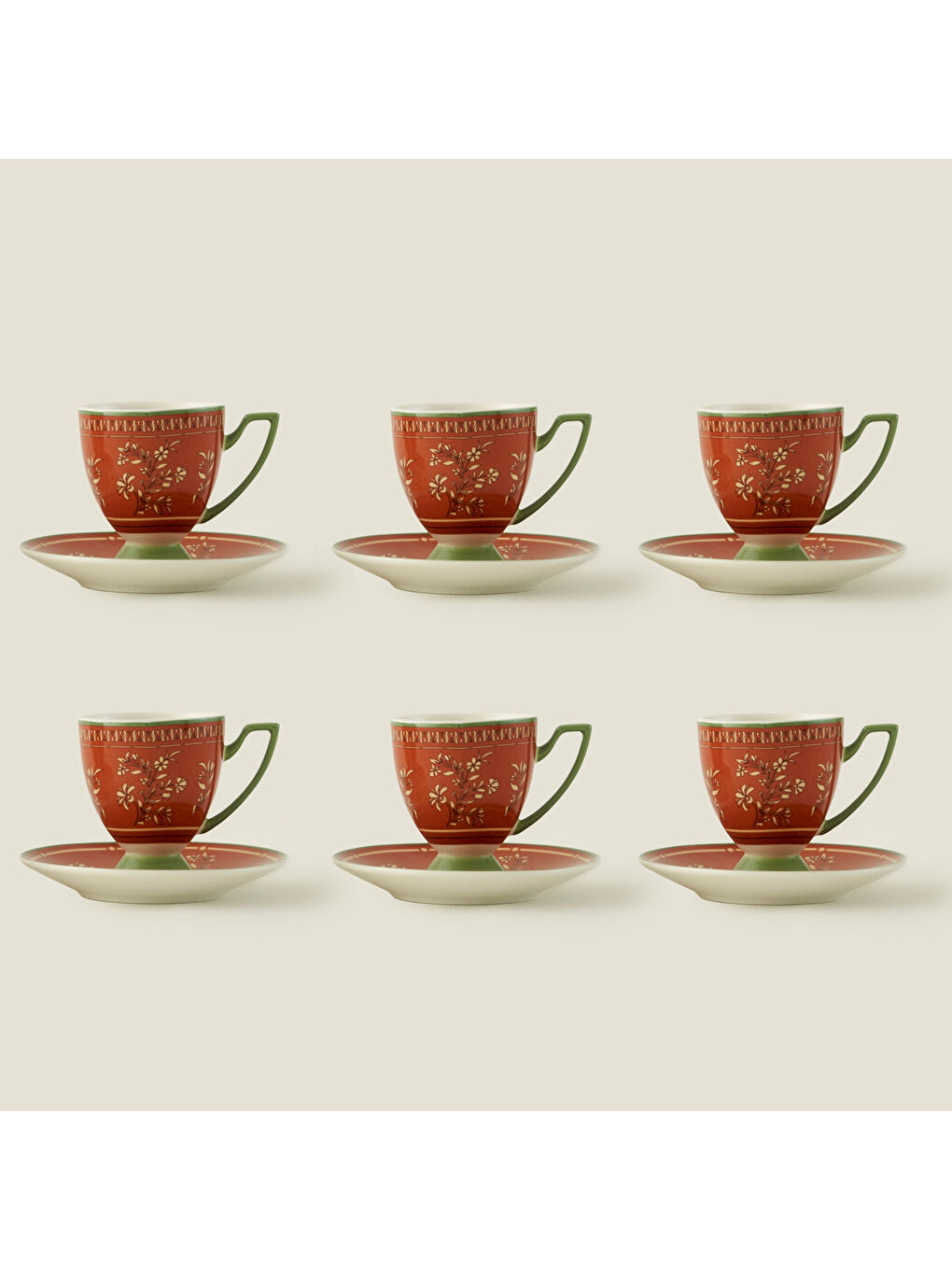 Karışık Ethnic 6'lı Kahve Fincanı Seti (90 cc)