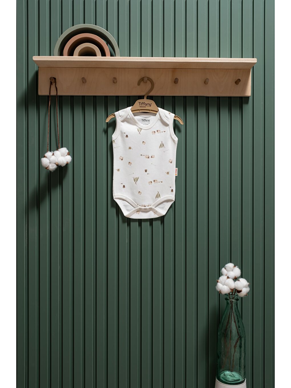 Ekru Happy Lambs Organik Theme Atlet Badi