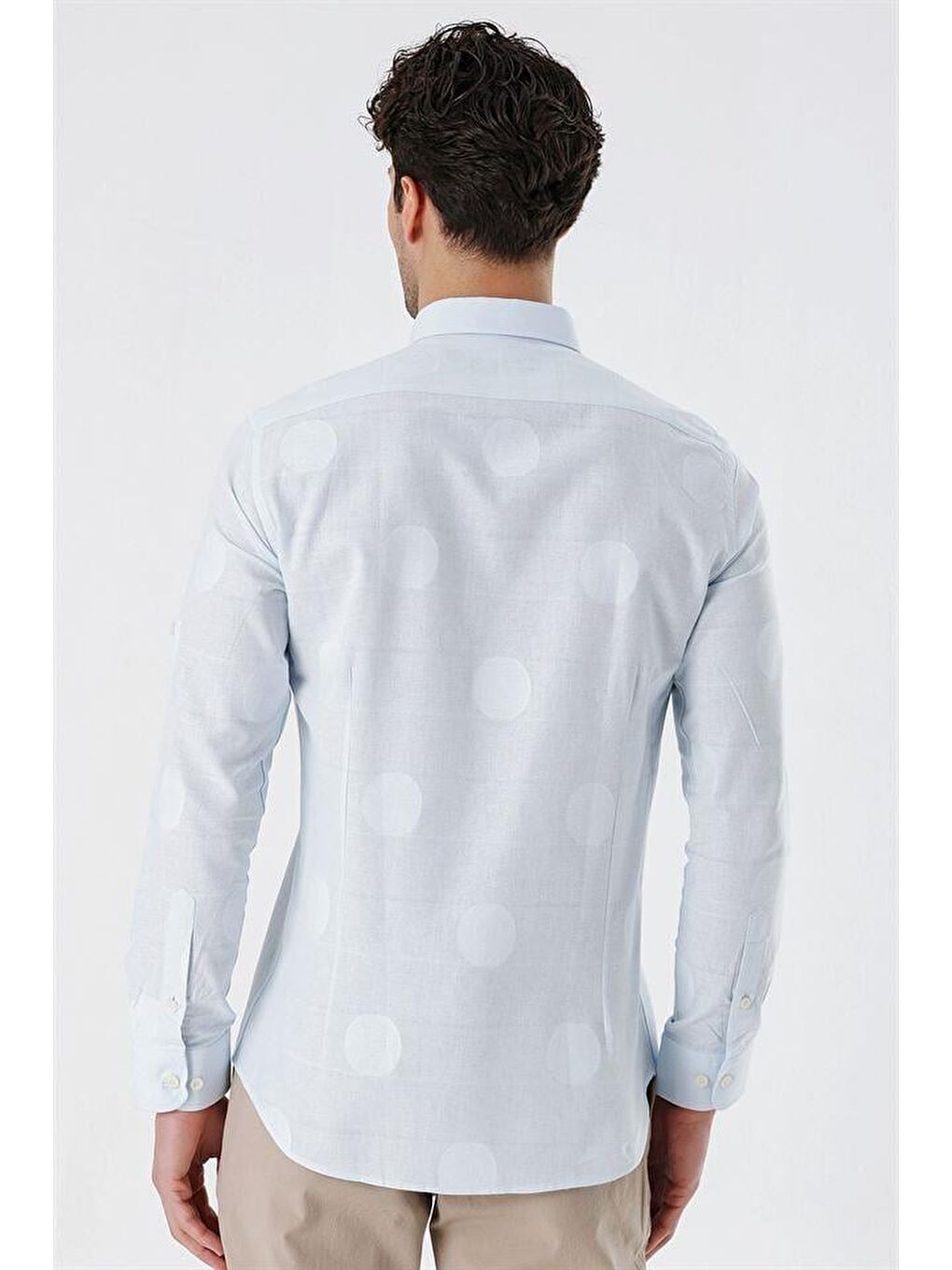 Koyu Mavi Kısalabilir Kollu Desenli Jakarlıcepsiz %100 Pamuk Casual Slim Fit Gömlek 1004230183-1