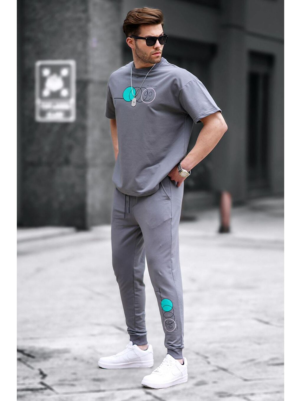 Gri Füme Kısa Kollu Eşofman Takımı 5935-1