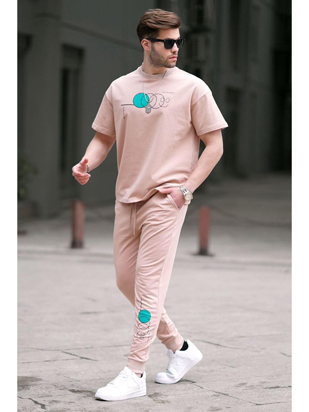 Bej Vizon Kısa Kollu Eşofman Takımı 5935