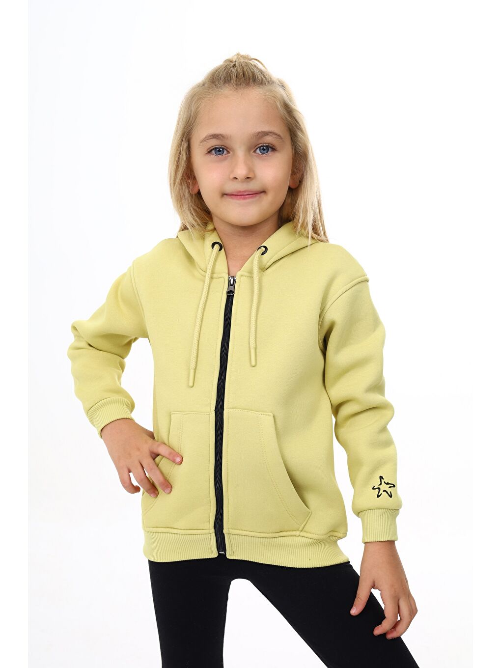 Toontoykids Yeşil Kız Çocuk Nakışlı  Fermuarlı Sweatshirt