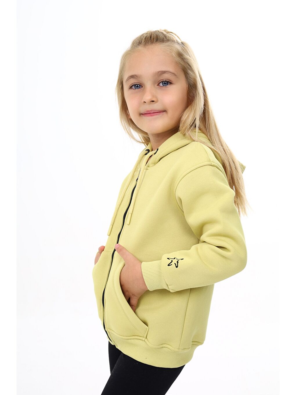 Toontoykids Yeşil Kız Çocuk Nakışlı  Fermuarlı Sweatshirt - 1