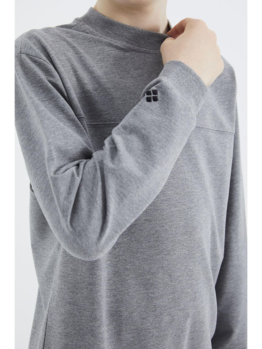 TOMMYLIFE Gri Melanj Basic Erkek Çocuk Sweatshirt - 11173 - 1