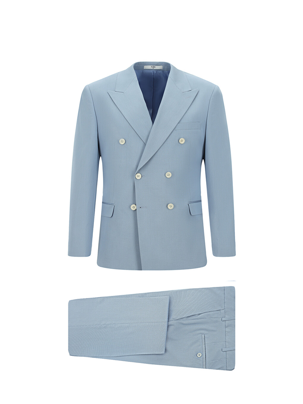 Mavi Slim Fit Dar Kesim Pamuklu Lyocell Kruvaze Takım Elbise-3