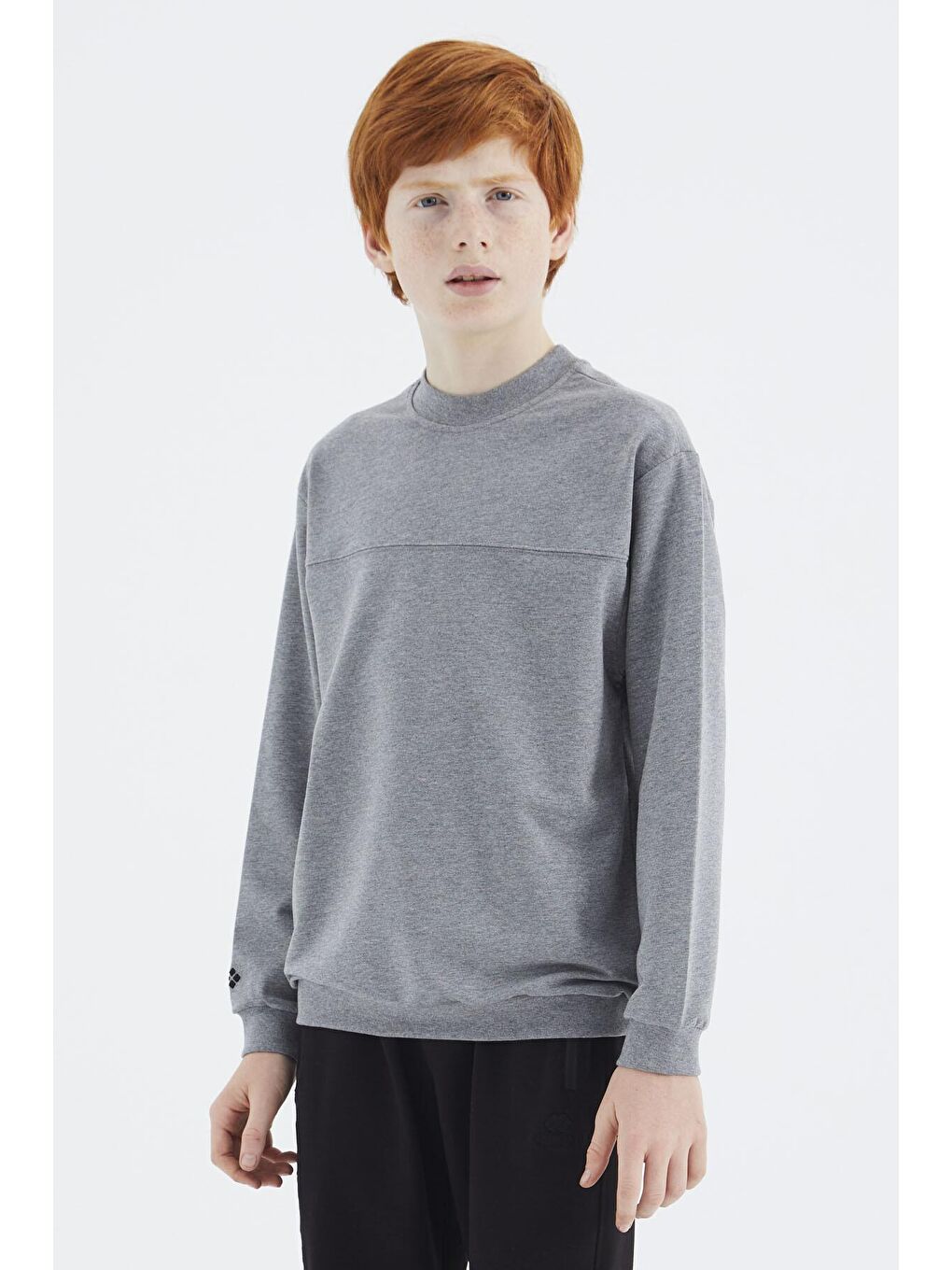 TOMMYLIFE Gri Melanj Basic Erkek Çocuk Sweatshirt - 11173 - 3