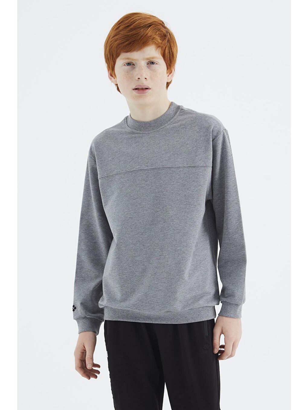 TOMMYLIFE Gri Melanj Basic Erkek Çocuk Sweatshirt - 11173 - 4