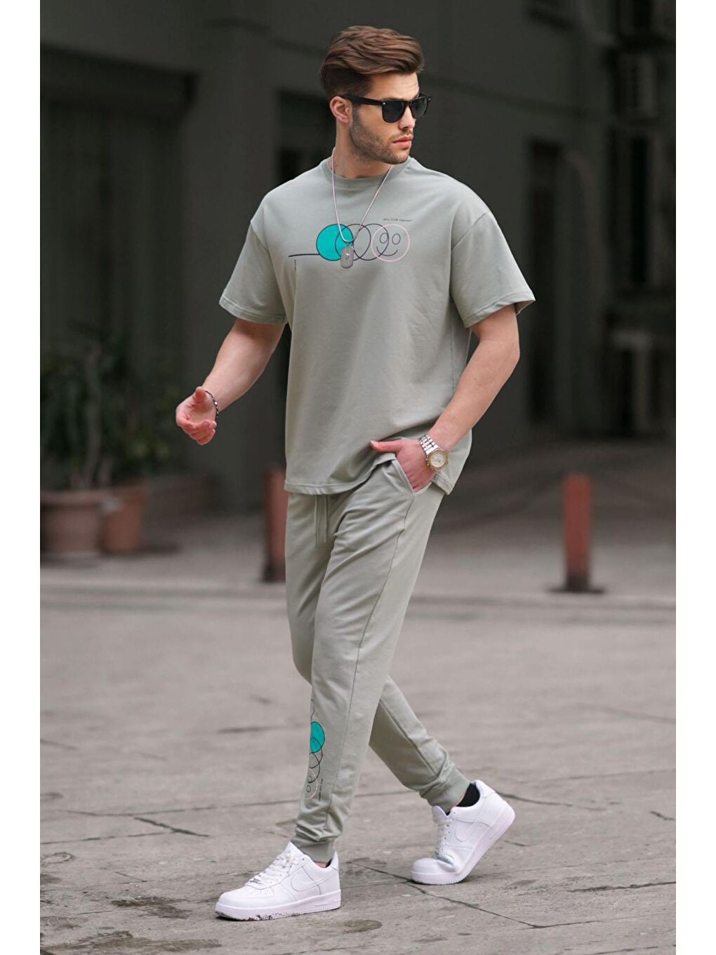 Mint Yeşili Kısa Kollu Eşofman Takımı 5935-1