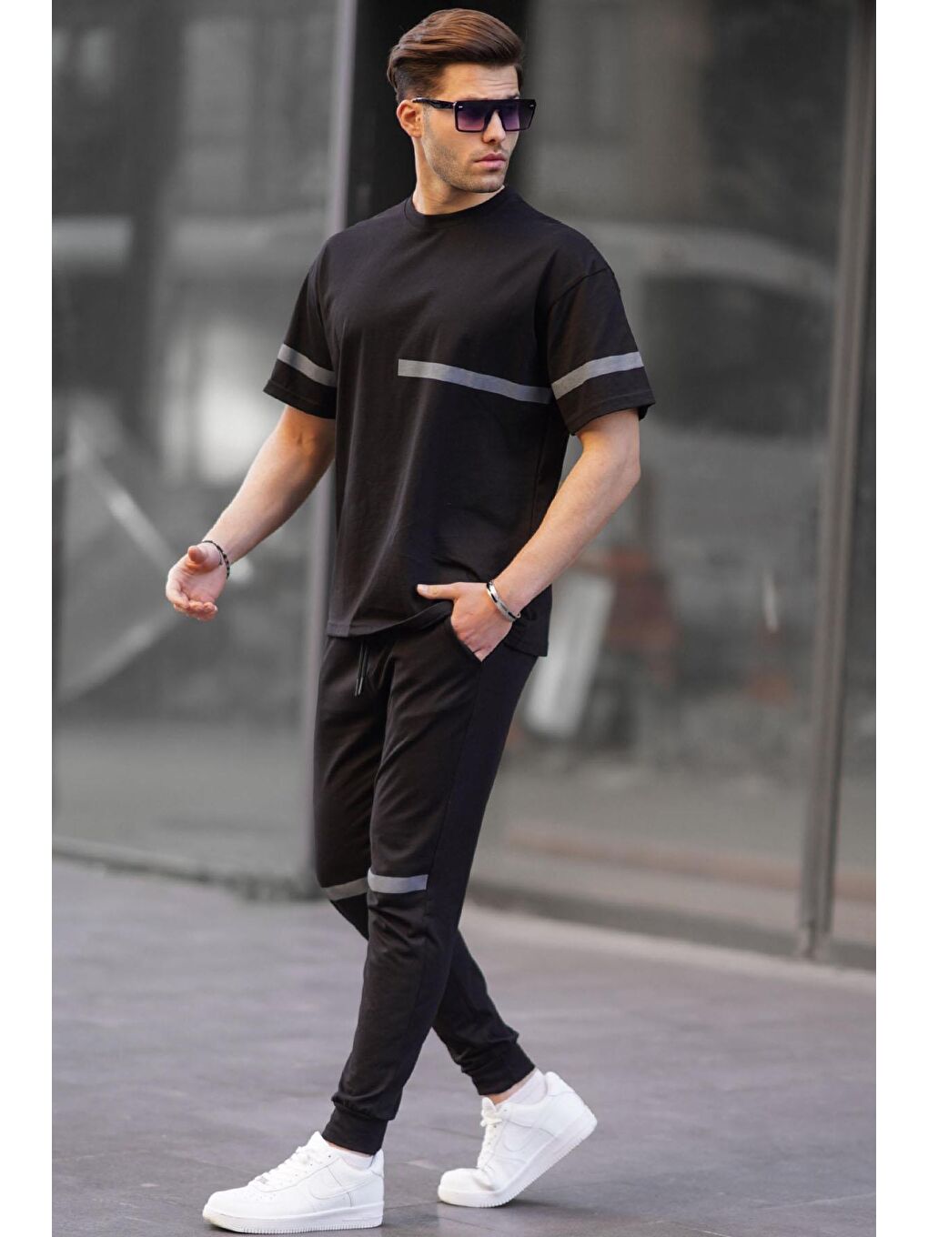 Siyah Kısa Kollu %100 Pamuk Eşofman Takımı 5939