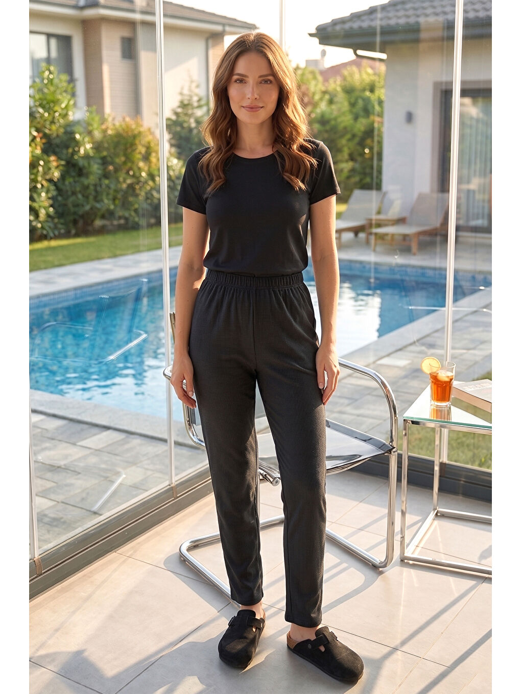 Kadın Penye Kumaş Pamuklu Tek Pijama Alt 06 Siyah