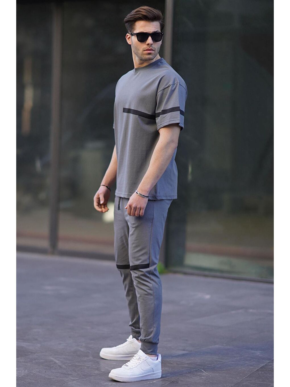 Gri Füme Kısa Kollu Eşofman Takımı 5939-1