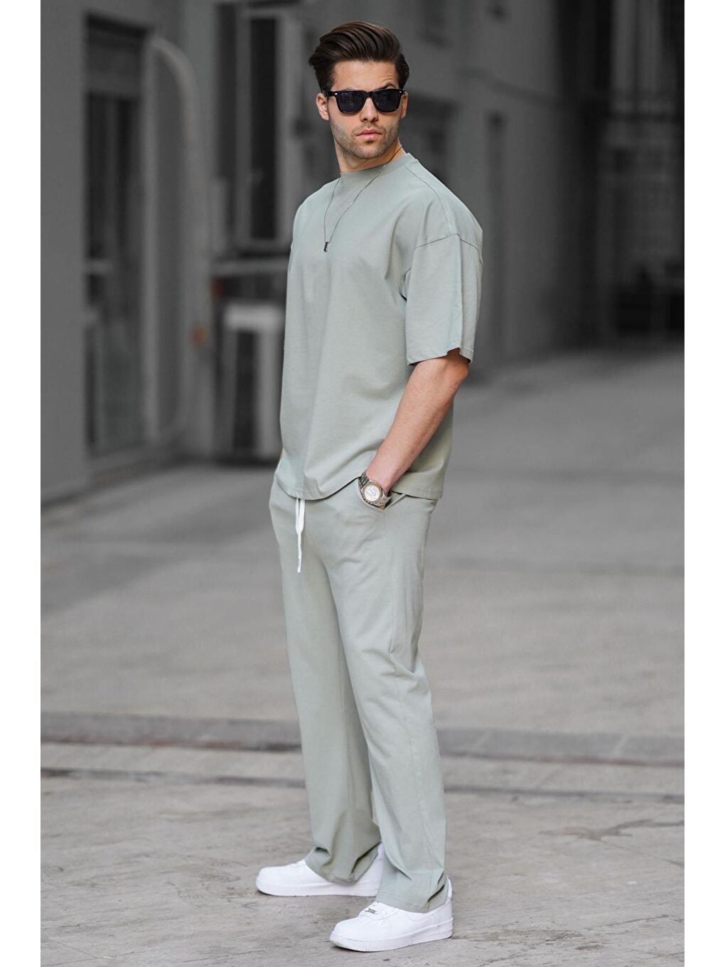 Mint Yeşili Erkek %100 Pamuk Eşofman Takımı 5938