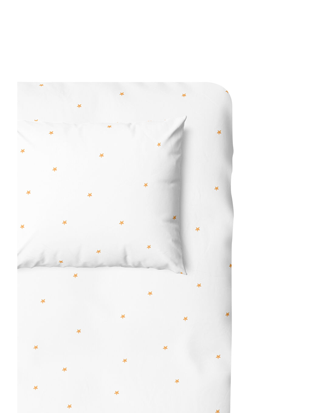 Beyaz Stars 100% Pamuk Saten Bebek Lastikli Çarşaf Seti - 100x200 cm + 50x70 cm