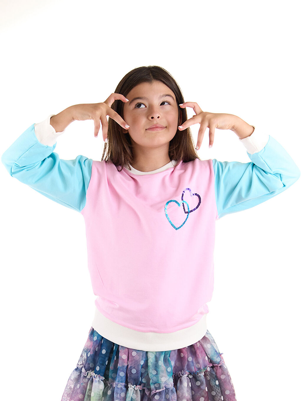 colorinas Pembe Wilma Kalp Payetli Sweatshirt