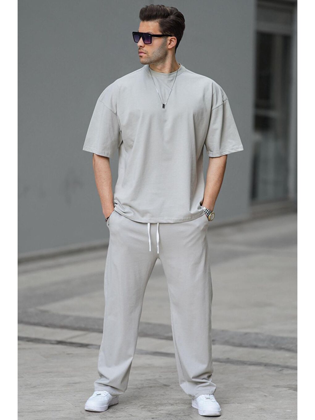Boyalı Gri Erkek %100 Pamuk Eşofman Takımı 5938