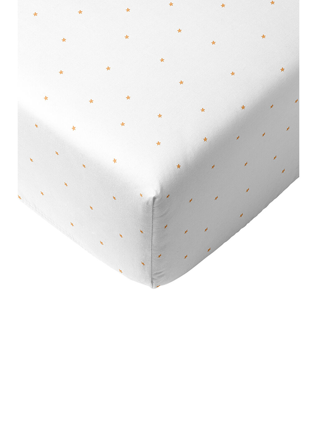 Beyaz Stars 100% Pamuk Saten Bebek Lastikli Çarşaf Seti - 100x200 cm + 50x70 cm-3