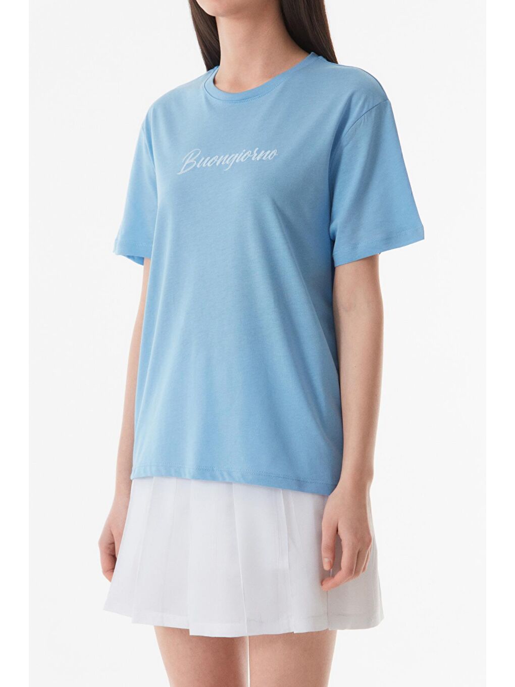 Mavi Buongiorno Nakışlı Oversize Tişört-3