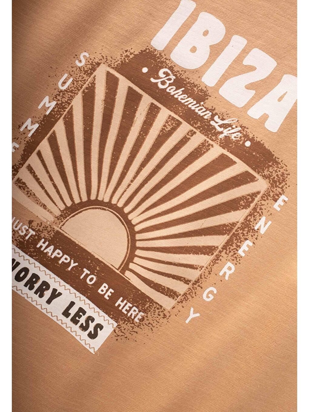 Kahverengi İbiza Baskılı T-Shırt 8-12 Yaş Camel-2