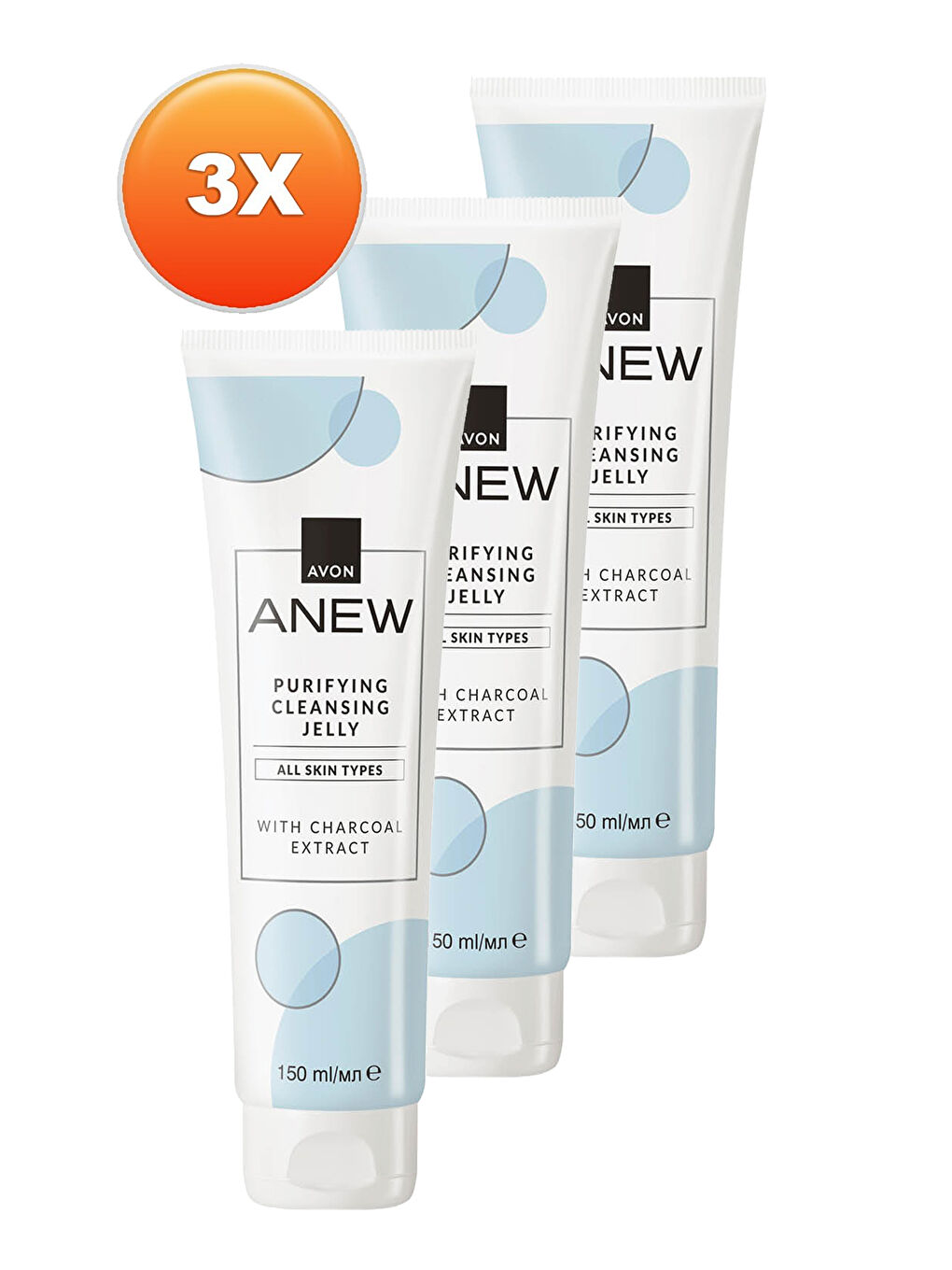 AVON Anew Purifying Cleansing Jelly Kömür Özlü Arındırıcı Temizleyici Jel 150 Ml. Üçlü Set - 1